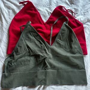Bozzolo Red and Green V-Neck Bandeau Set